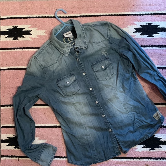 Harley Davidson 🦅denim snap up top Small - Picture 12 of 16